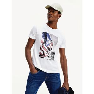 Tommy Hilfiger pánské bílé tričko Flag - XL (YBR)